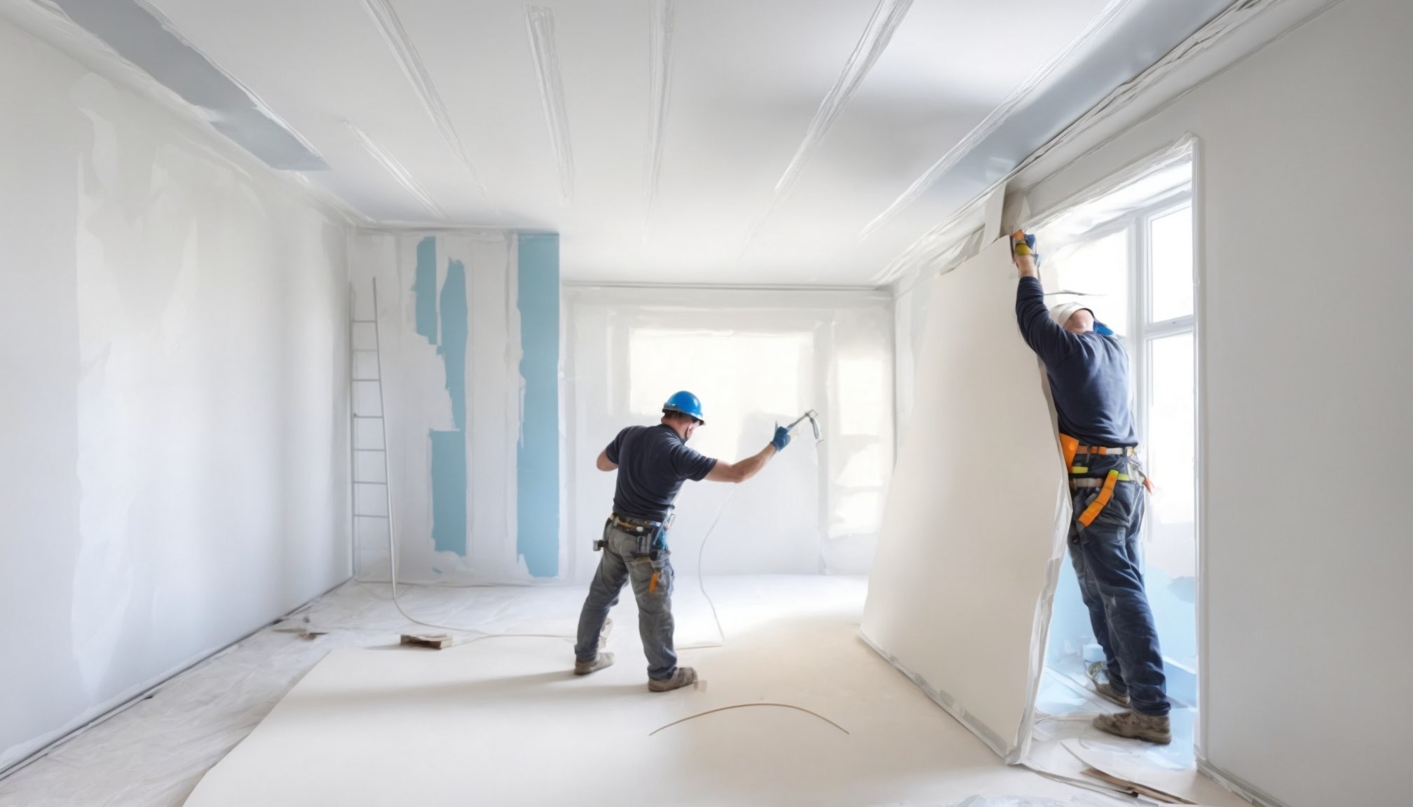 Plasterboard installation on a Milton Keynes construction site